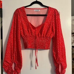 Charlie Holiday Red and White Floral Blouse